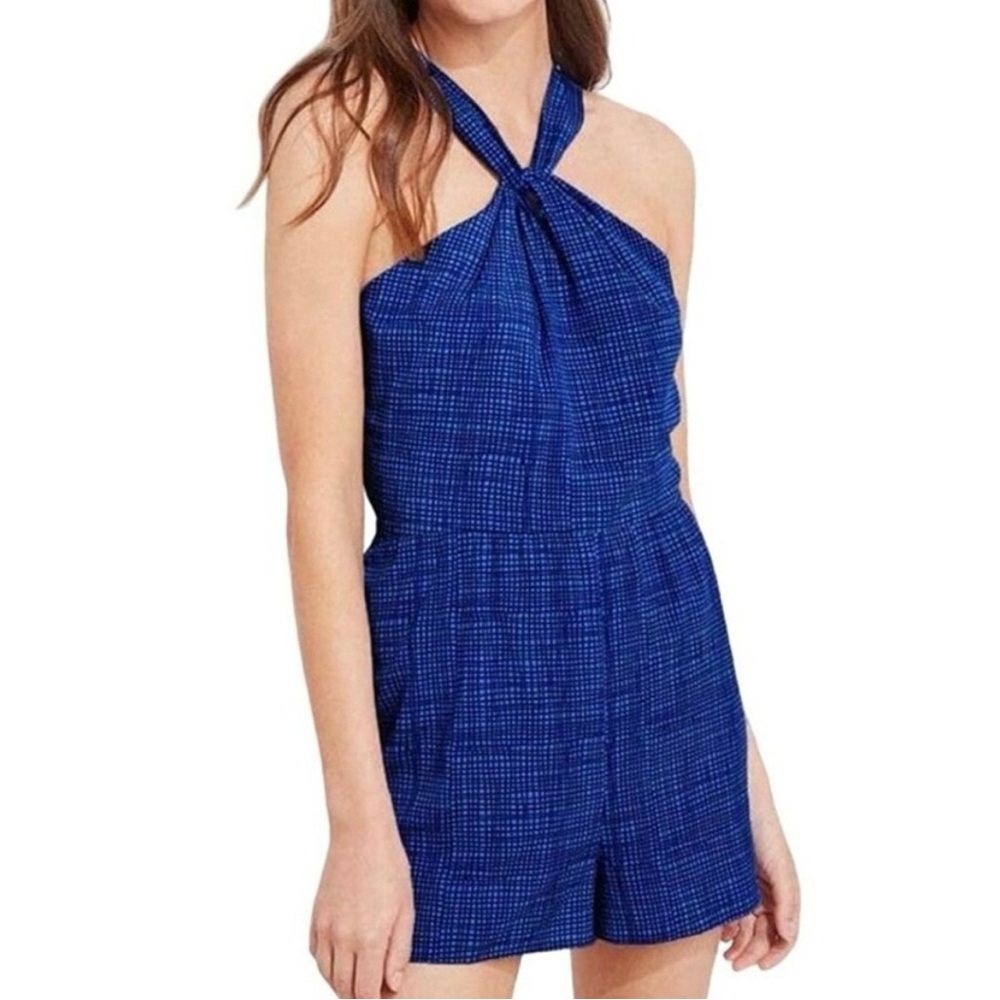 Vineyard Vines Basketweave Halter Romper Jumpsuit tide blue 10 new with tags